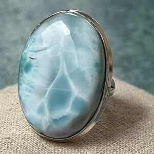 New Larimar Sterling Silver Ring Size 8.5